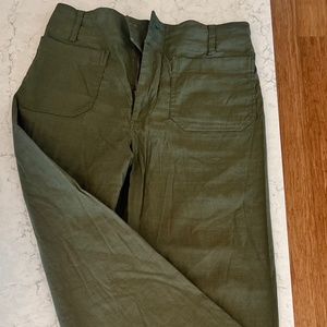 MAEVE ANTHROPOLOGIE OLIVE GREEN COLETTE CROP WIDE LEG PANTS SZ 28